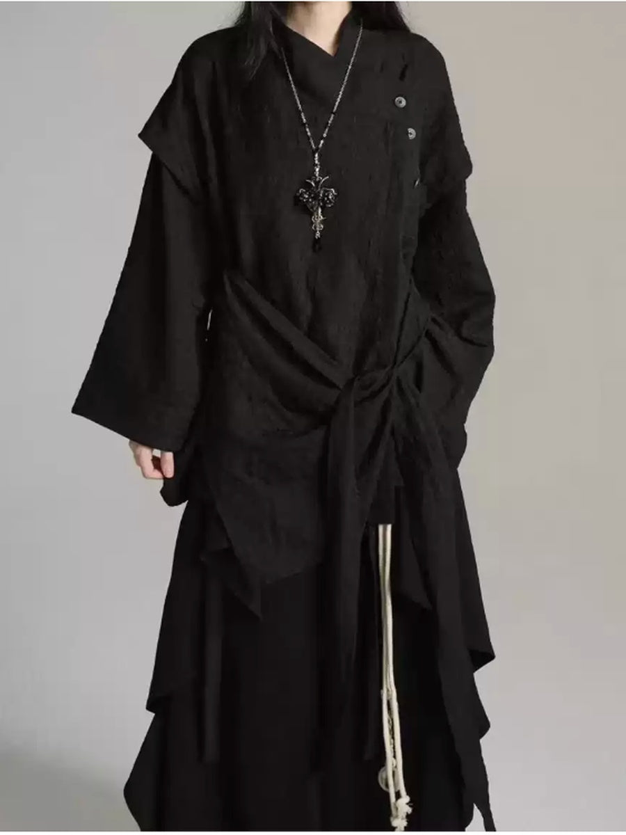ラップフロント レイヤードシャツジャケット