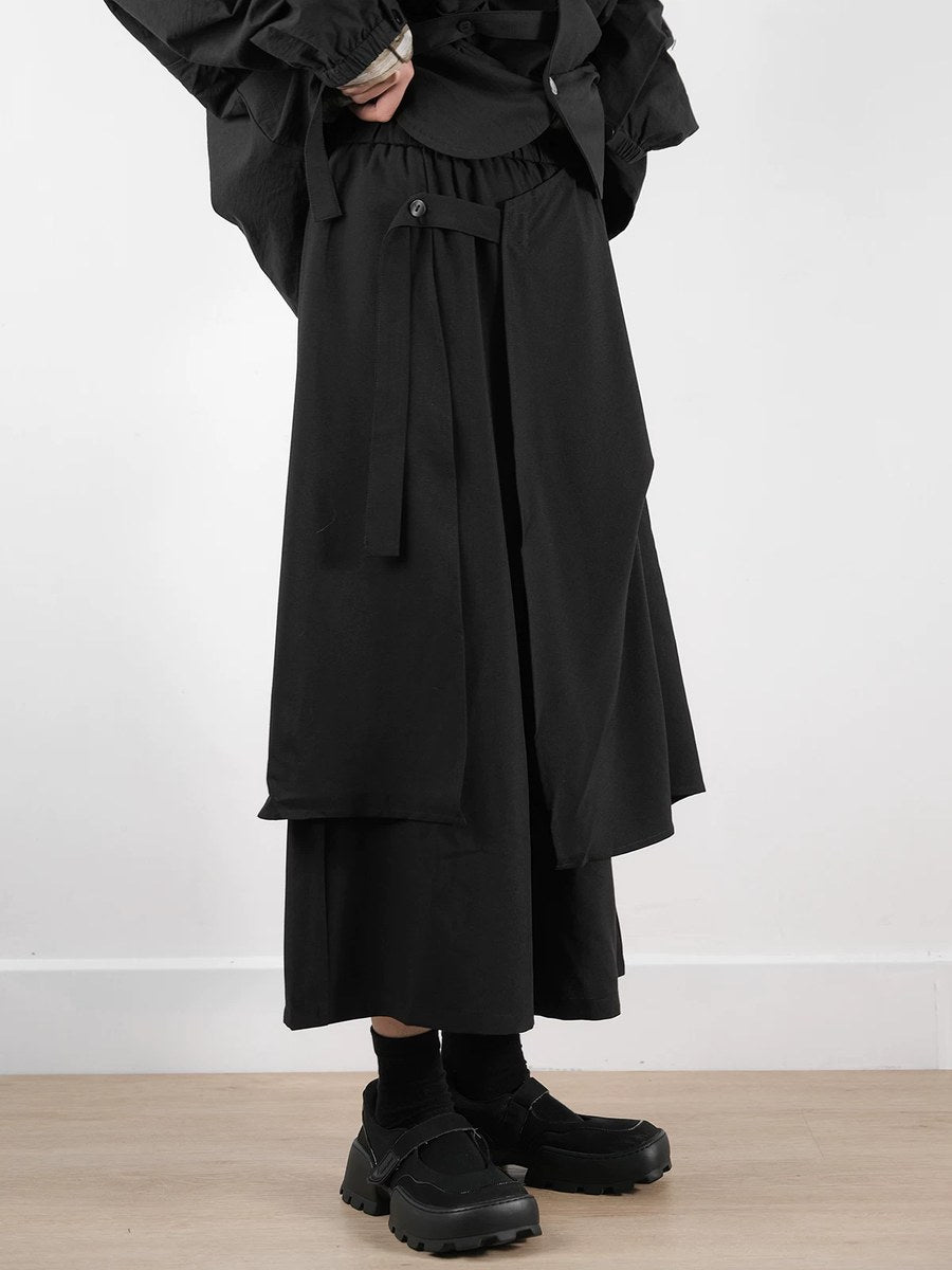 レイヤードラップ スカートパンツ