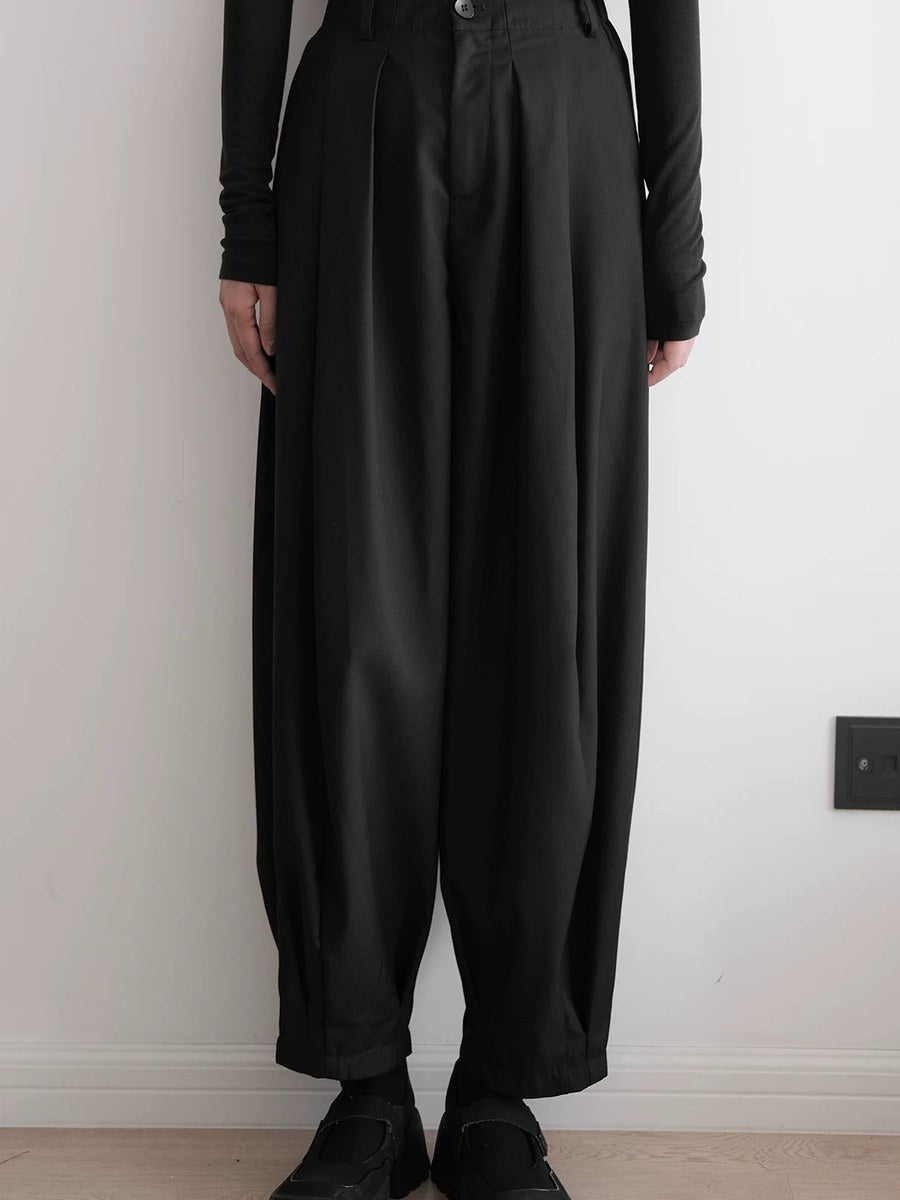 タック テーパードワイドパンツ