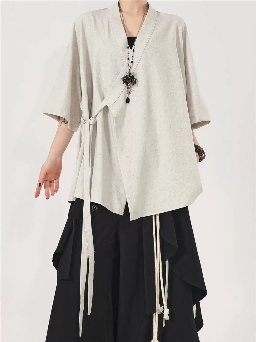 アシンメトリー ラップハオリシャツ