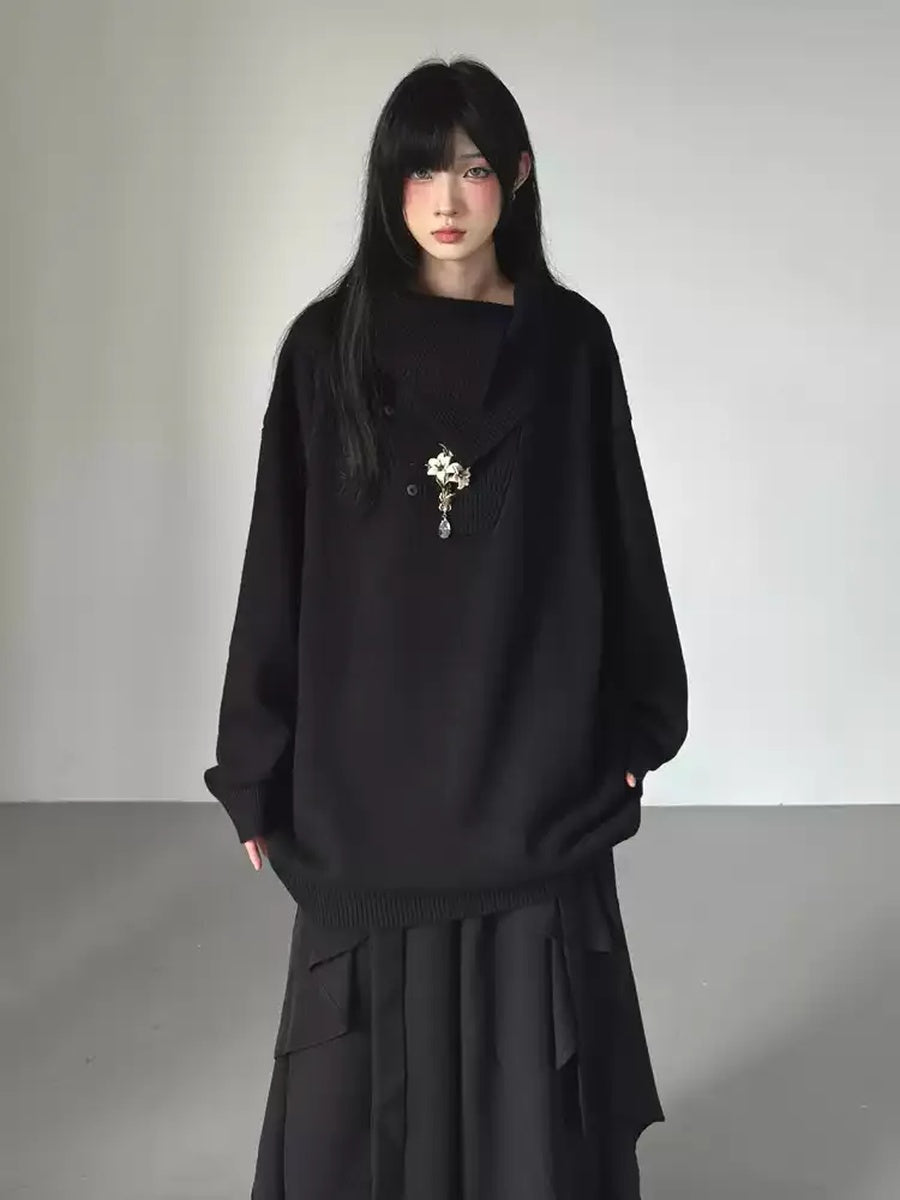 オーバーサイズ ハーフタートルニット