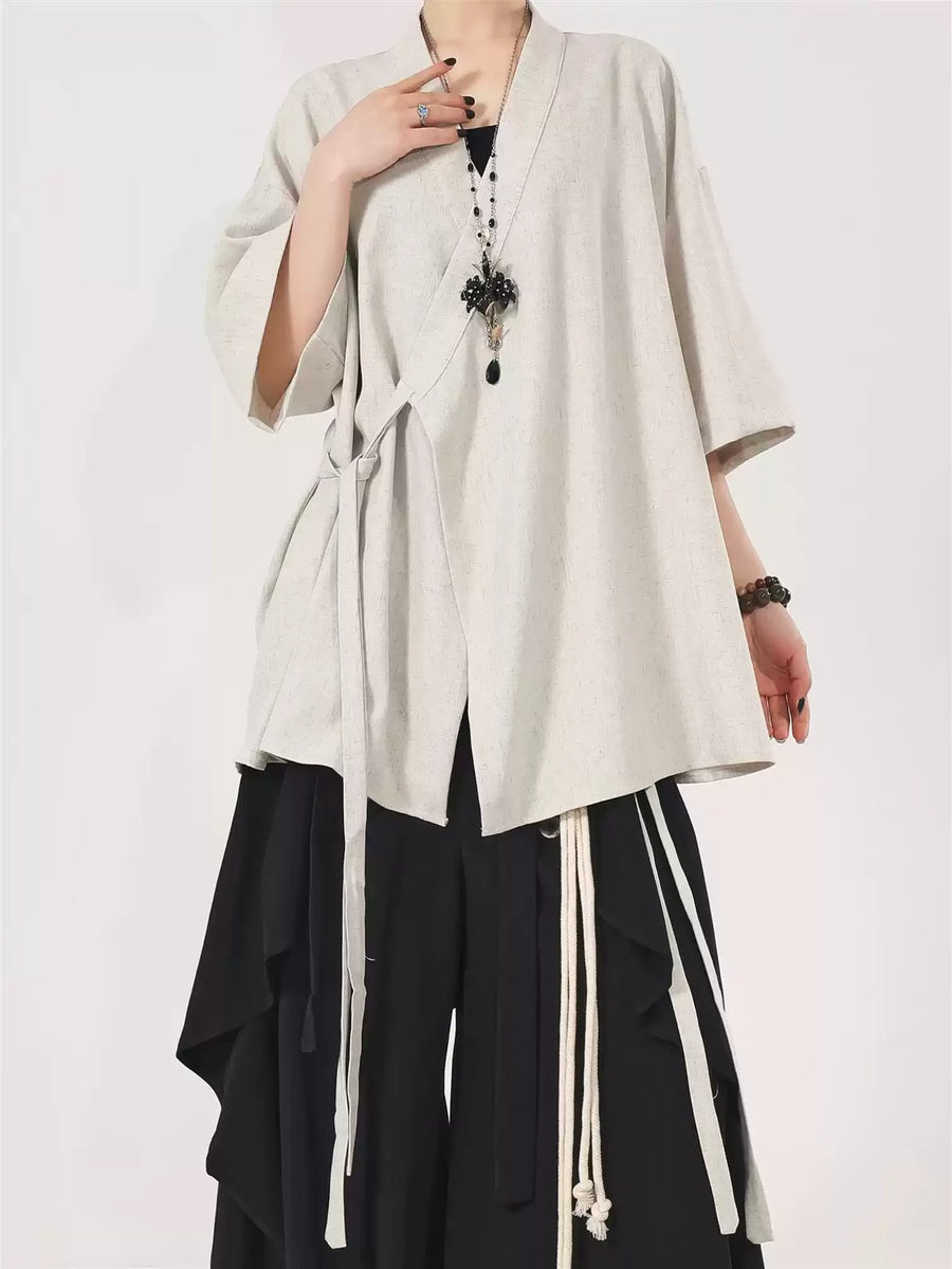 アシンメトリー ラップハオリシャツ