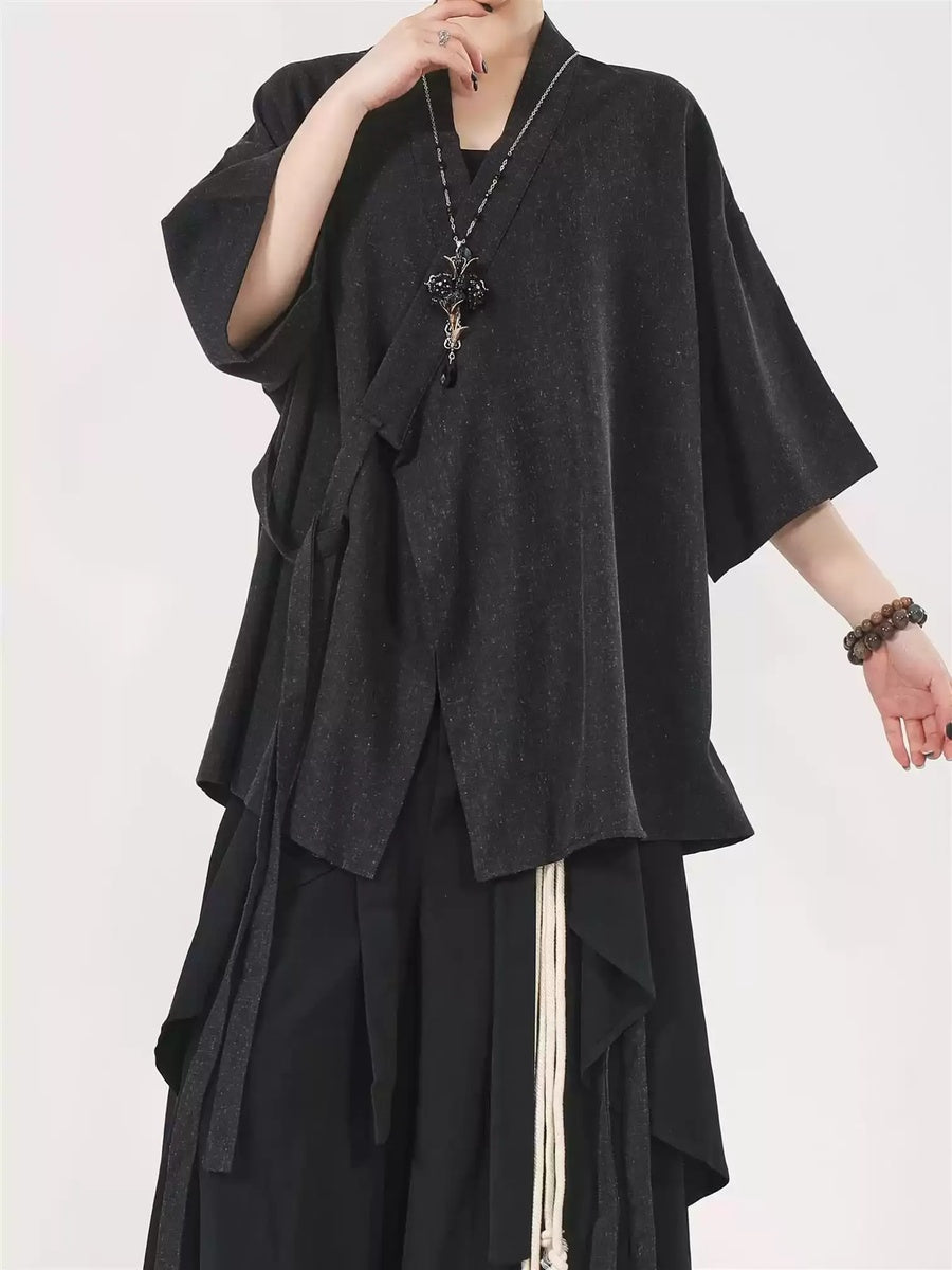 アシンメトリー ラップハオリシャツ