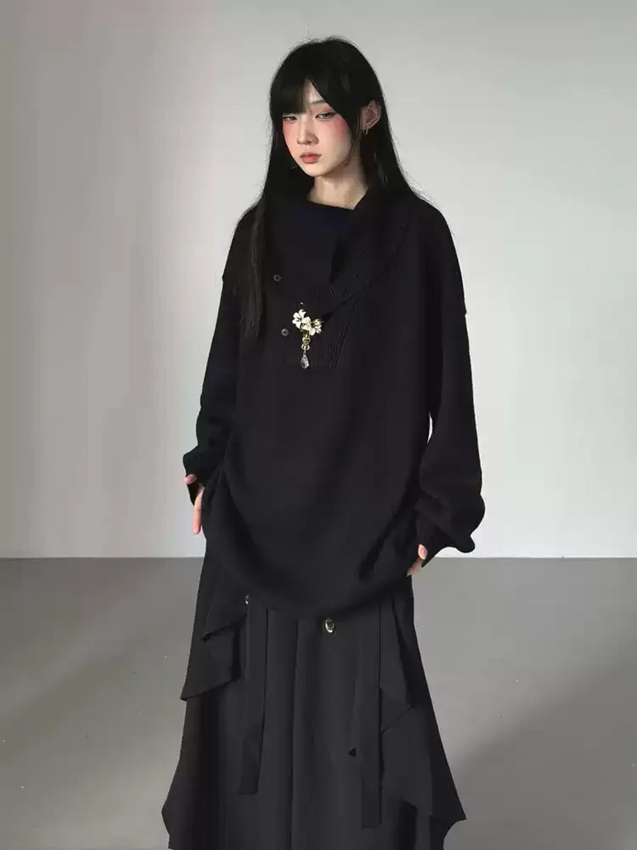 オーバーサイズ ハーフタートルニット