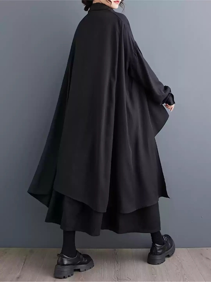 アシンメトリーヘム オーバーサイズロングシャツ