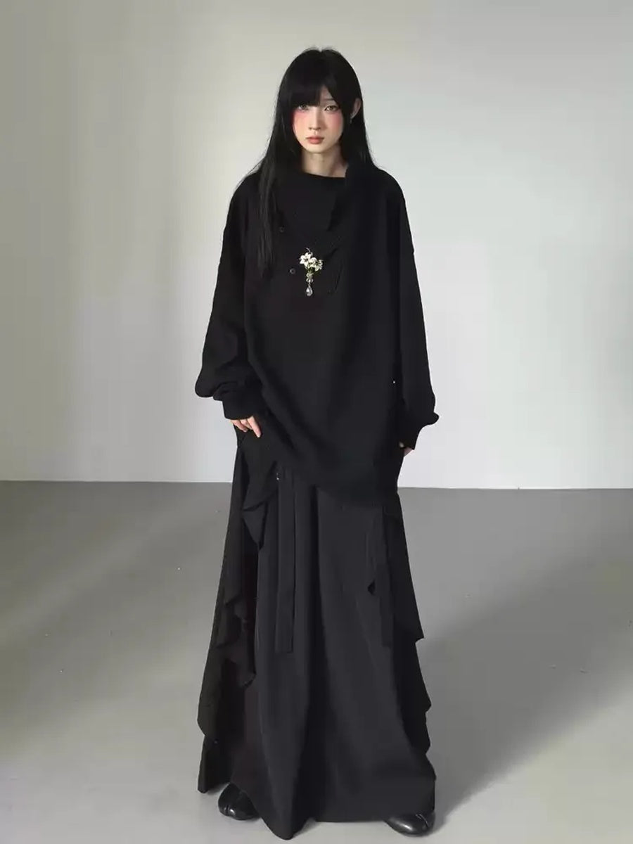 オーバーサイズ ハーフタートルニット