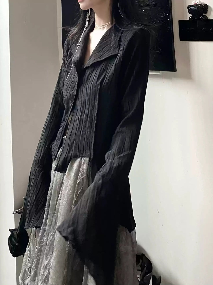 ロングフレアスリーブ アシンメトリーシャツ