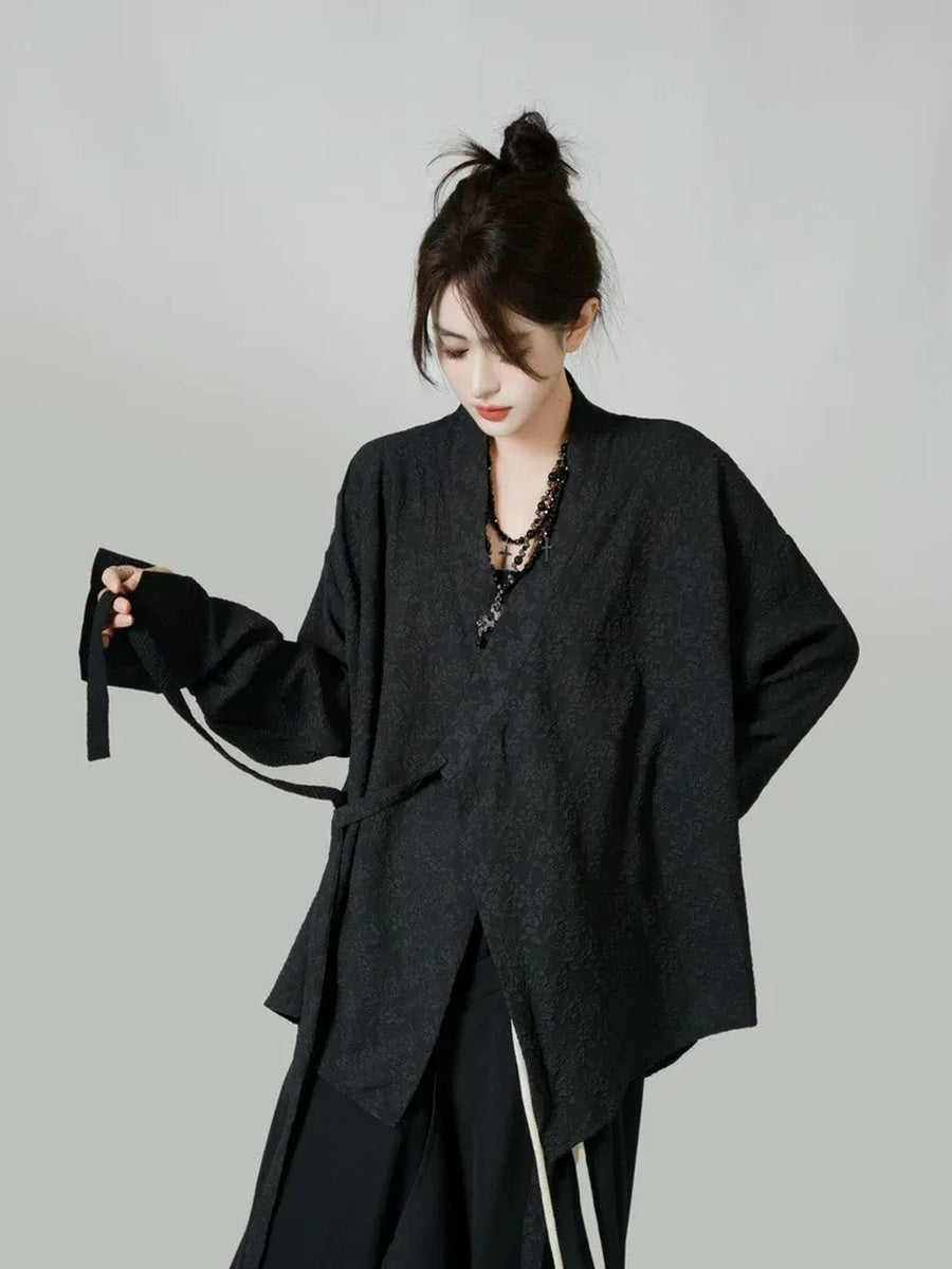 リボンタイロングシャツ